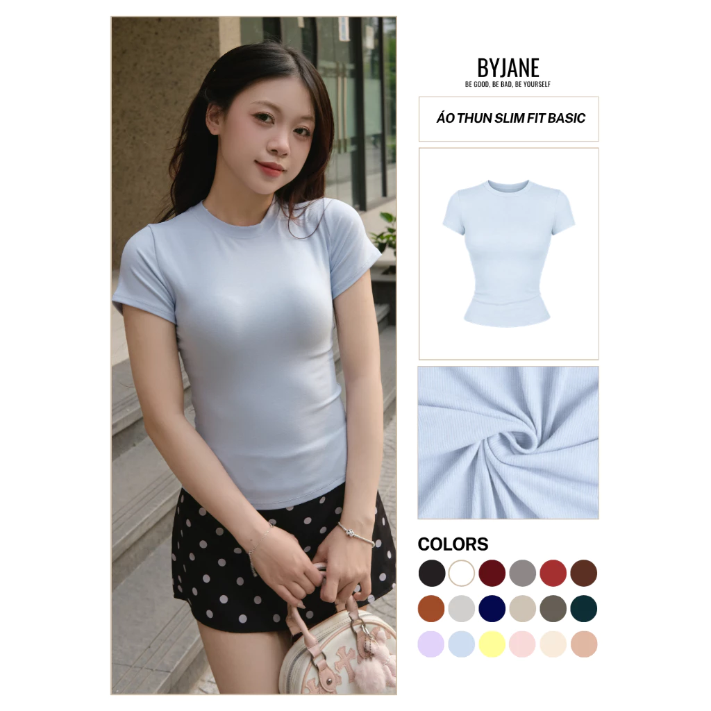 Áo Thun Nữ Thắt Eo Ôm Body BYJANE chất cotton trơn co dãn 4 chiều Women (Từ 39kg-65kg) BYJANE - 315 ảnh 3