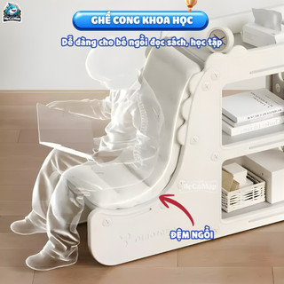 [Kèm Đệm] Kệ Đồ Chơi Pakey Khủng Long Cao Cấp, Tủ Đựng Đồ Cho Bé Tích Hợp Ghế Sofa Tiện Lợi, Nhựa Nguyên Sinh An Toàn