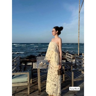 Siêu phẩm mùa hè set ren áo quây mix chân váy đuôi cá form chuẩn 2 màu trắng - kem đẹp nét căng xinh - Baotrang.clothes