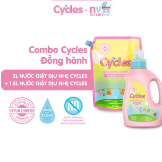 Combo Nước Giặt Trẻ Em Cycles Túi 2L & Can 1.5L – Dịu Nhẹ Cho Da Nhạy Cảm, Không Hoá Chất Mạnh, An Toàn Cho Bé