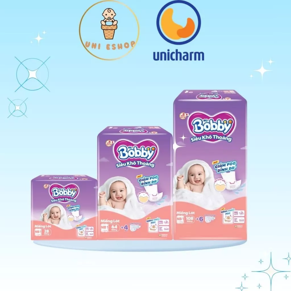 Miếng lót sơ sinh Bobby Newborn 1-28/64/108 miếng mẫu mới