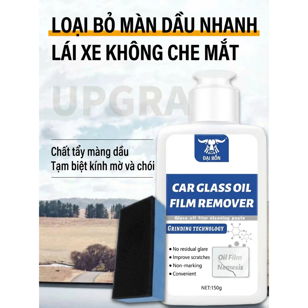 🏆Dung Dịch Tẩy Màng Dầu Ô Tô – Kính Sạch Bóng, Lái An Toàn Ban Đêm