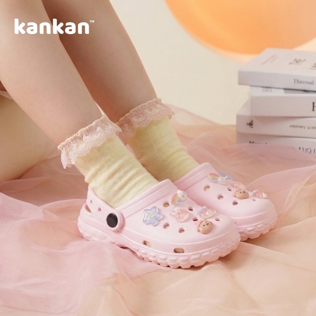 Dép Sục Cho Bé Gái Trẻ Em KanKanStore Tặng Kèm Sticker Charm Cute KA96