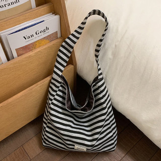 Túi tote nữ hoạ tiết kẻ chất liệu vải Canvas mềm mại túi đeo vãi nữ cỡ lớn kèm dây rút thời trang thanh lịch
