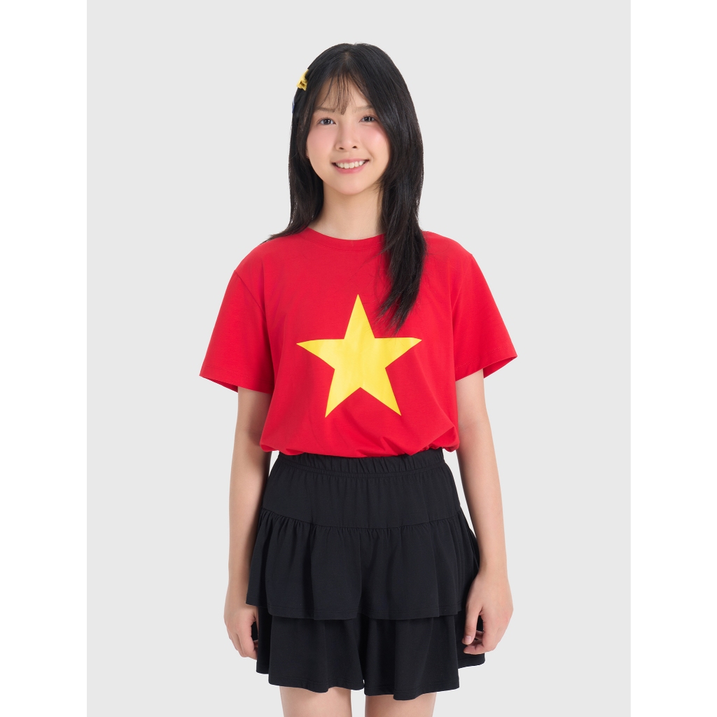 Áo thun cờ đỏ sao vàng CANIFA S áo phông Việt Nam cho bé cộc tay cotton mềm mại 3TS25S014