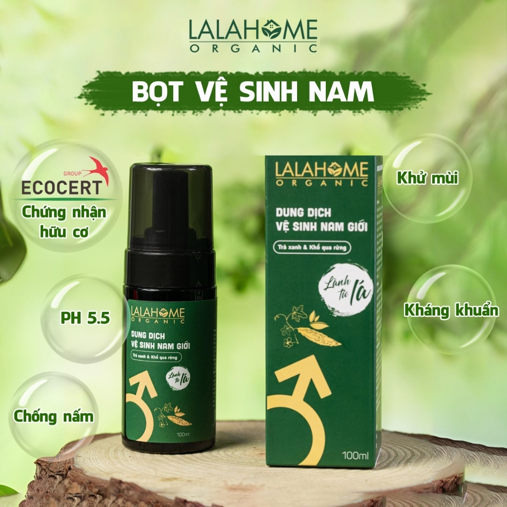 (Hỏa tốc) Dung Dịch Vệ Sinh Nam Giới LALAHOME 100ml, Tạo Bọt, Chiết Xuất Trà Xanh & Khổ Qua Rừng