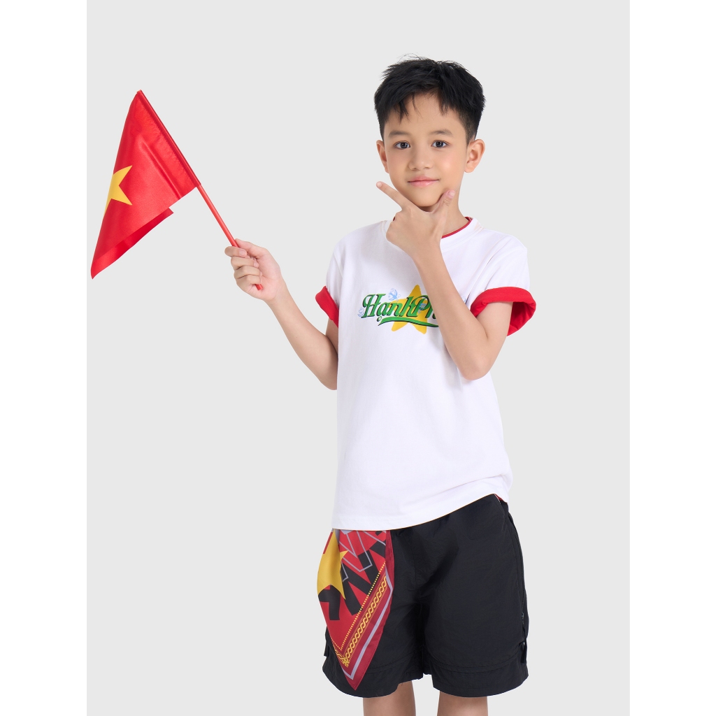 Áo phông unisex trẻ em CANIFA S áo phông Độc Lập - Tự Do - Hạnh Phúc chất cotton pha mềm mại thoáng mát 3TS26S018