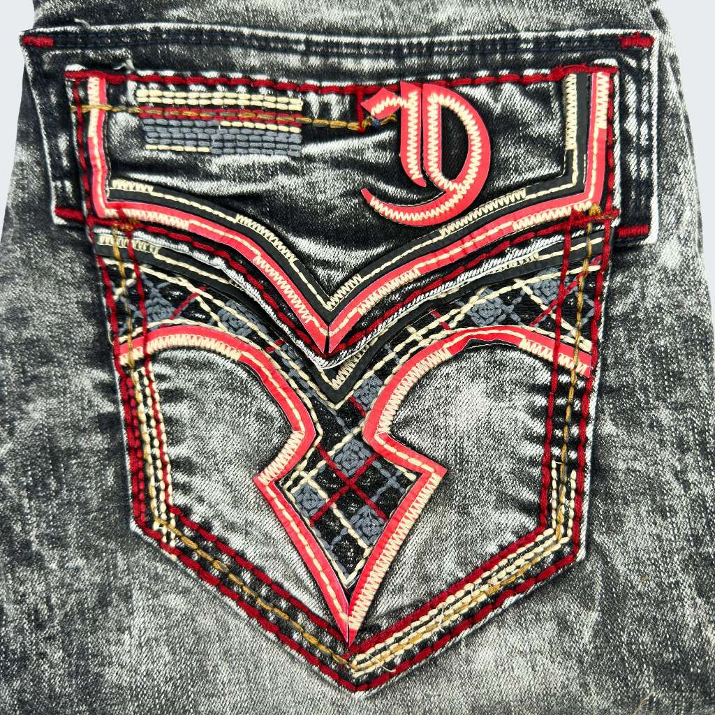 Quần Jeans Xám Rock Dài Nam Thêu Chỉ Đỏ - Vải Jenas Denim Cao Cấp Co Giãn Nhẹ Form Slim Suông D03