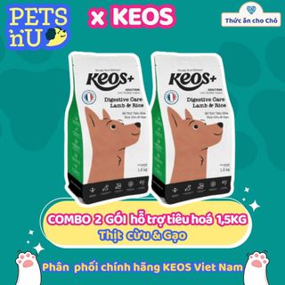[PP CHÍNH HÃNG] [TIẾT KIỆM] COMBO 2 Hạt KEOS+ cho Chó trưởng thành hỗ trợ tiêu hoá túi 1,5Kg – MUA HẠT TẶNG HẠ