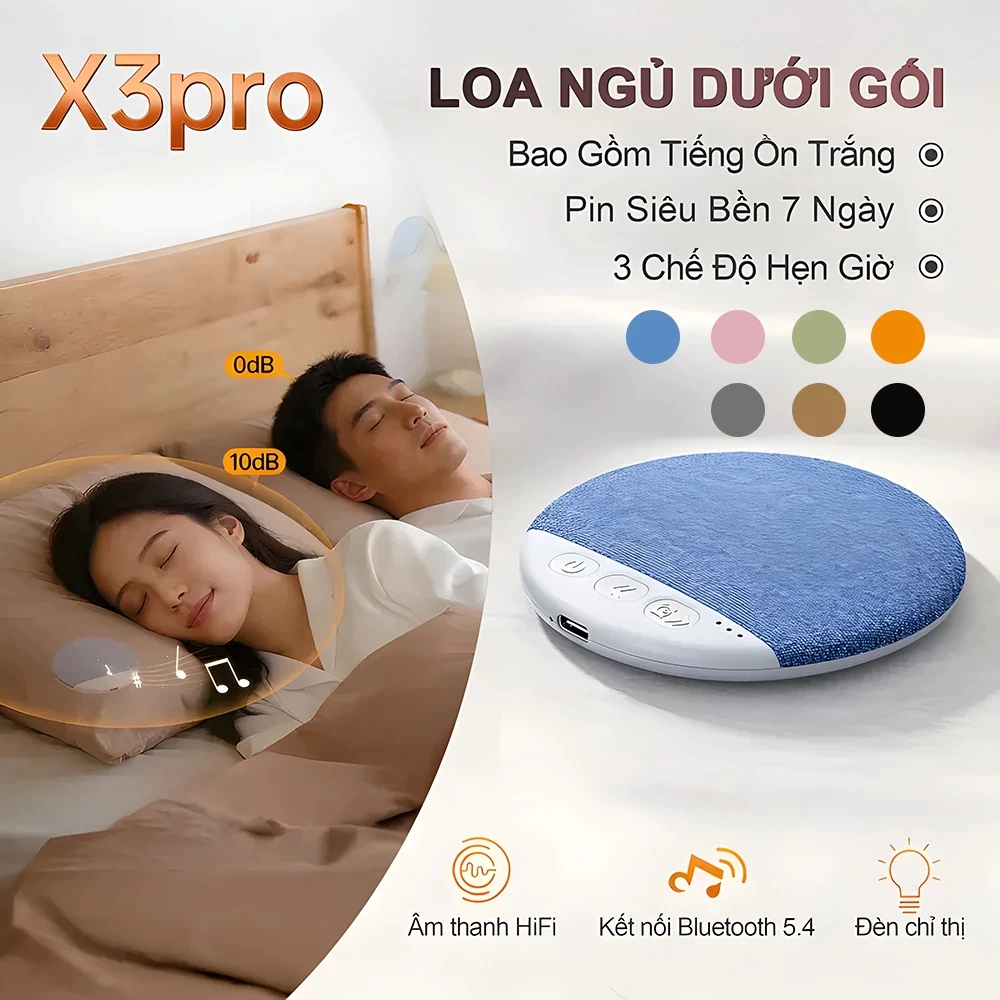 Loa Ngủ Dưới Gối X3pro Có Bluetooth, Với 3 Chế Độ Hẹn Giờ ,Âm Thanh Hifi Tích Hợp, Hỗ Trợ Giấc Ngủ