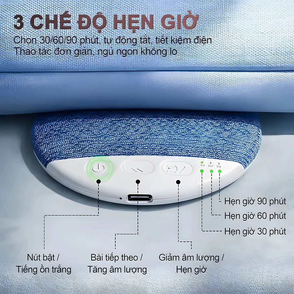 Loa Ngủ Dưới Gối X3pro Có Bluetooth, Với 3 Chế Độ Hẹn Giờ ,Âm Thanh Hifi Tích Hợp, Hỗ Trợ Giấc Ngủ