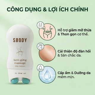 [TẶNG THƯỚC] Kem giảm mỡ bụng sau sinh - Thanh lăn massage SBODY gừng giúp thon gọn