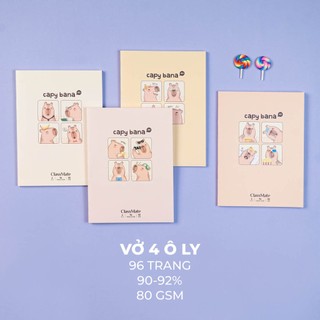 Tập Viết A5 Capybana Kẻ 4 Ô Ly 96/ 200 Trang, Tập Ô Li Miền Nam Giấy 80gsm Dày Dặn Cho Học Sinh Cấp 1 NA5-09-026/027
