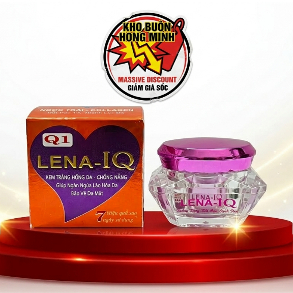 Kem Lena IQ Q1 Q24 (Cam-Tím) Dưỡng Da Trắng Hồng Rạng Rỡ - Kem Collagen Cấp Ẩm, Tái Tạo Da