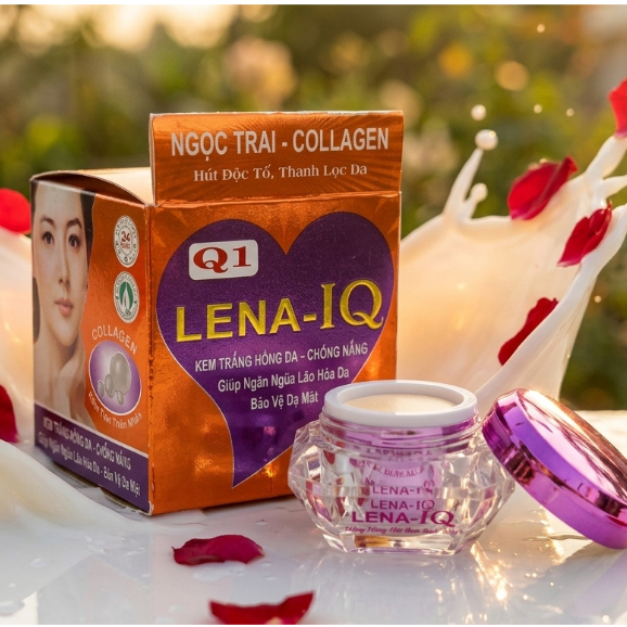 Kem Lena IQ Q1 Q24 (Cam-Tím) Dưỡng Da Trắng Hồng Rạng Rỡ - Kem Collagen Cấp Ẩm, Tái Tạo Da