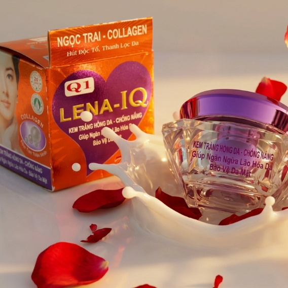 Kem Lena IQ Q1 Q24 (Cam-Tím) Dưỡng Da Trắng Hồng Rạng Rỡ - Kem Collagen Cấp Ẩm, Tái Tạo Da