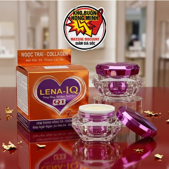 Kem Lena IQ Q1 Q24 (Cam-Tím) Dưỡng Da Trắng Hồng Rạng Rỡ - Kem Collagen Cấp Ẩm, Tái Tạo Da