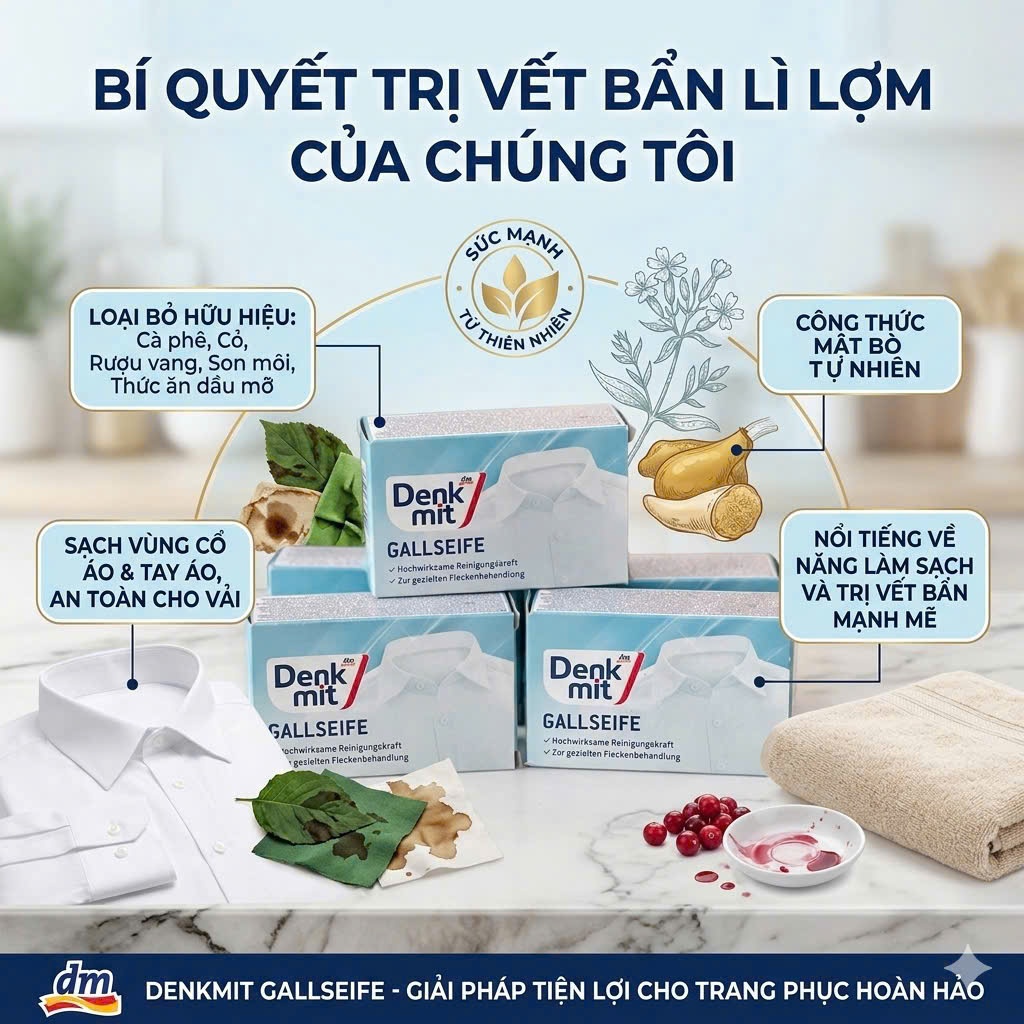 Xà phòng tẩy trắng cổ áo Denkmit 100g của Đức [Hot]