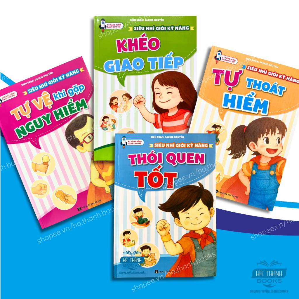 Bộ 4 Sách Kỹ Năng Sống Cho Bé: Khéo Giao Tiếp, Tự Vệ, Thoát Hiểm, Thói Quen Tốt Cho Trẻ