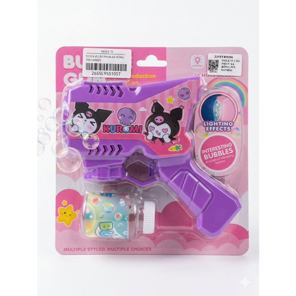 Súng Bắn Bong Bóng Kuromi Sanrio Có Đèn Nhạc - Đồ Chơi Máy Thổi Bong Bóng Tự Động Xà Phòng Cho Bé Cao Cấp