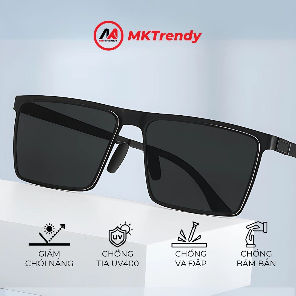 [Live x MKTRENDY] Kính râm gọng vuông nam chống chói nắng chống tia UV thời trang M6