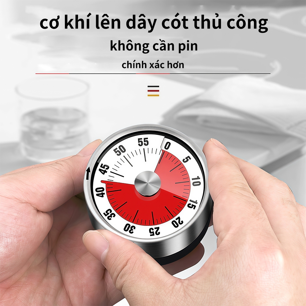 Đồng Hồ Hẹn Giờ Nhà Bếp > Hẹn Giờ Cơ Khí 60 Phút Có Chuông Báo Thức Lớn Mới