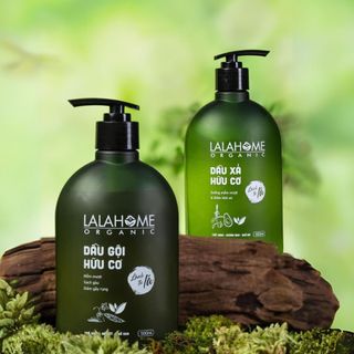 Combo Dầu Gội - Xả Hữu Cơ LALAHOME ORGANIC 500ml, Hương Trà Xanh, Ngăn Ngừa Gàu, Rụng, Tóc Chắc Khỏe