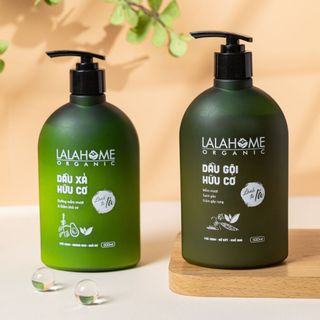 Combo Dầu Gội - Xả Hữu Cơ LALAHOME ORGANIC 500ml, Hương Trà Xanh, Ngăn Ngừa Gàu, Rụng, Tóc Chắc Khỏe