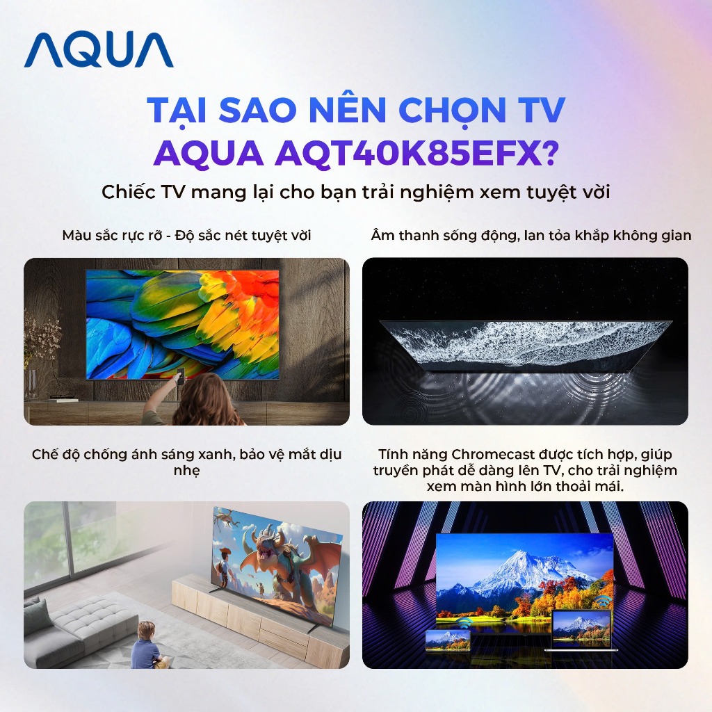 Google Tivi AQUA FHD 40 Inch AQT40K85EFX HDR10 Dolby Audio - Freeship - BH 1 Đổi 1 730 Ngày