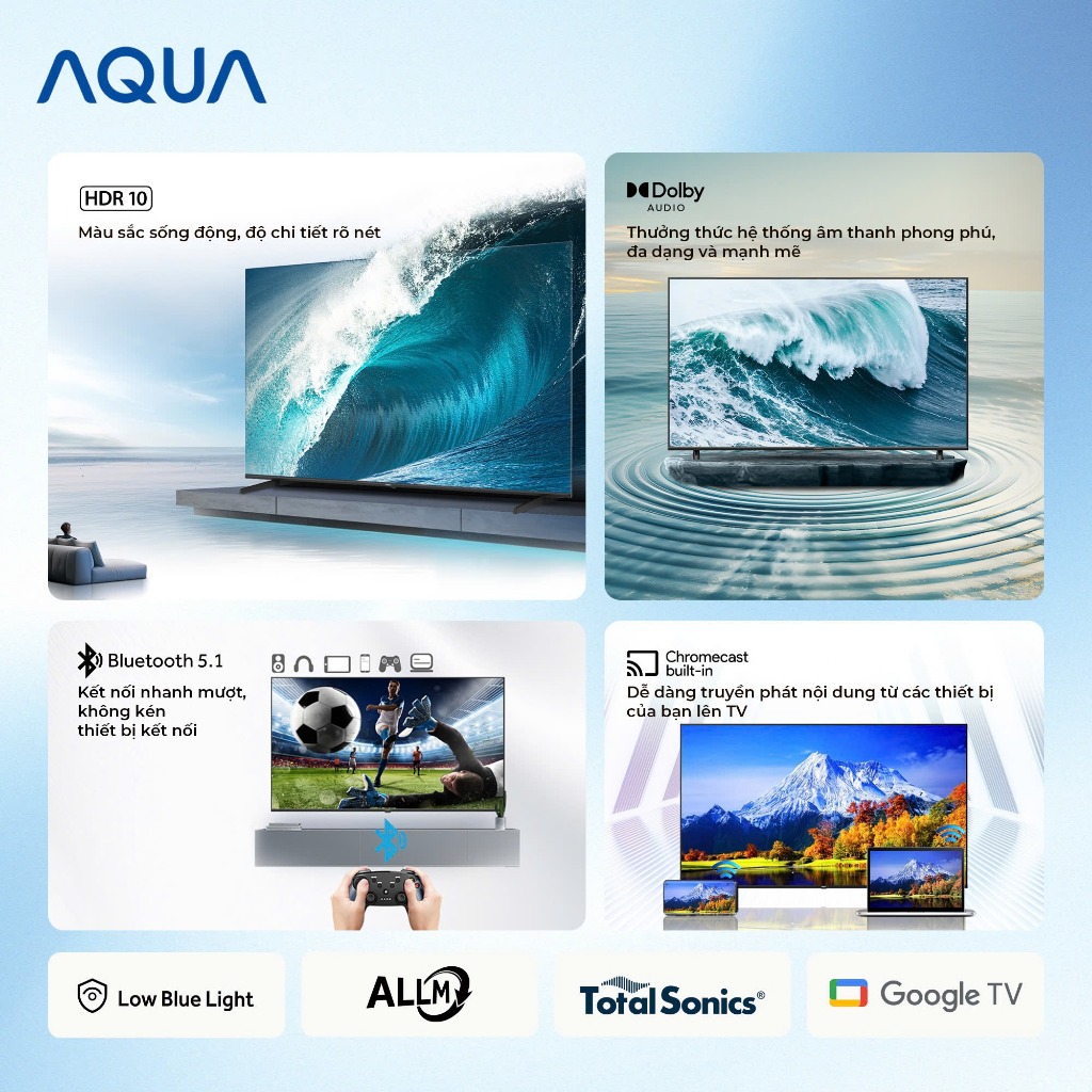 Google Tivi AQUA FHD 40 Inch AQT40K85EFX HDR10 Dolby Audio - Freeship - BH 1 Đổi 1 730 Ngày
