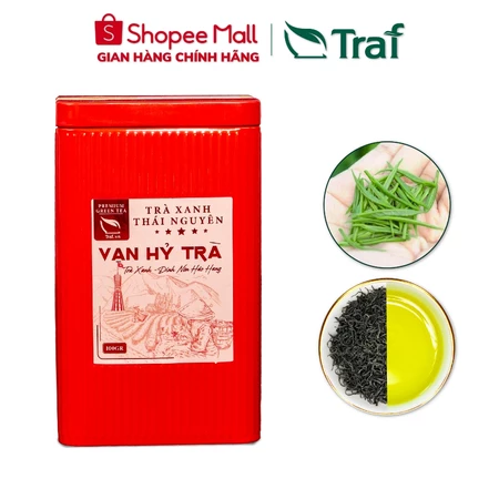 Trà Đinh Nõn Thái Nguyên Thượng Hạng, Nước Xanh, Thơm Hương Cốm, Vạn Hỷ Trà (Hộp thiếc 100G)