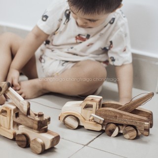 Xe Cẩu Gỗ Tay Quay Gỗ Tự Nhiên, Tay Quay Lên Xuống, Đồ Chơi Gỗ Giáo Dục - Chàng Trai Gỗ