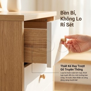 Nido Tủ Ngăn Kéo Tủ Decor 5 Hộc Gỗ MDF 1.2cm Cho Ban Công Khép Kín Góc Chill Nhỏ Gọn Hiện Đại