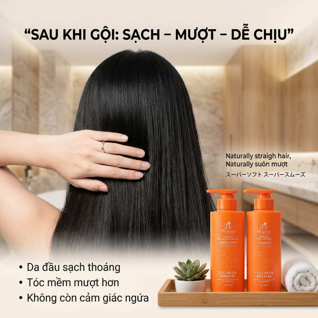 Bộ dầu gội xả Sạch Gàu Hyamin 350ml - Bảo hành khô tóc sau 10 ngày gội, Sạch Gàu Giảm Ngứa, Không khô bết tóc