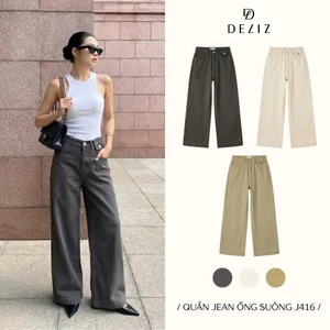 DELIZ PREMIUM - Quần jean nữ ống rộng nhiều màu chất liệu denim tôn dáng J416 (đã cắt sẵn khuy)