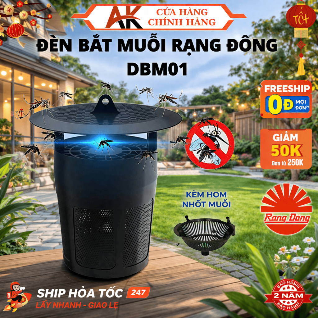 Đèn Bắt Muỗi Rạng Đông Hiệu Quả Sau 1 Đêm, Không Gây Mùi Khét, Tiết Kiệm Điện
