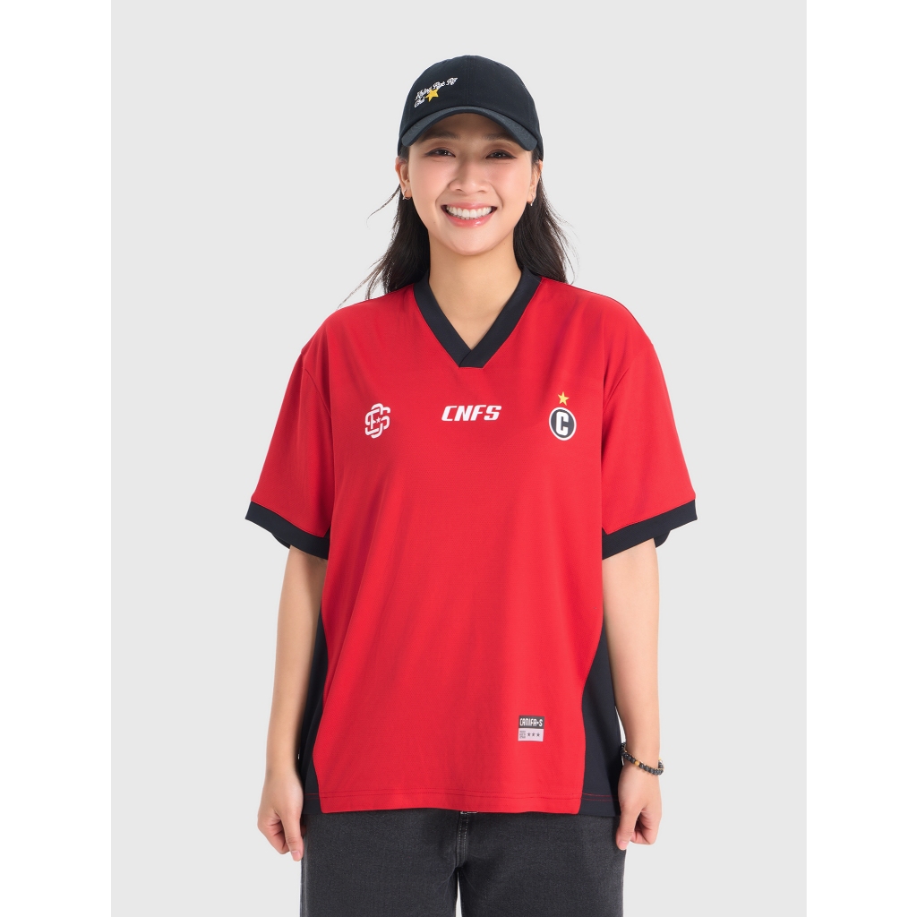 Áo phông unisex người lớn CANIFA S cộc tay cổ V form boxy in họa tiết sao vàng 5TS26S019