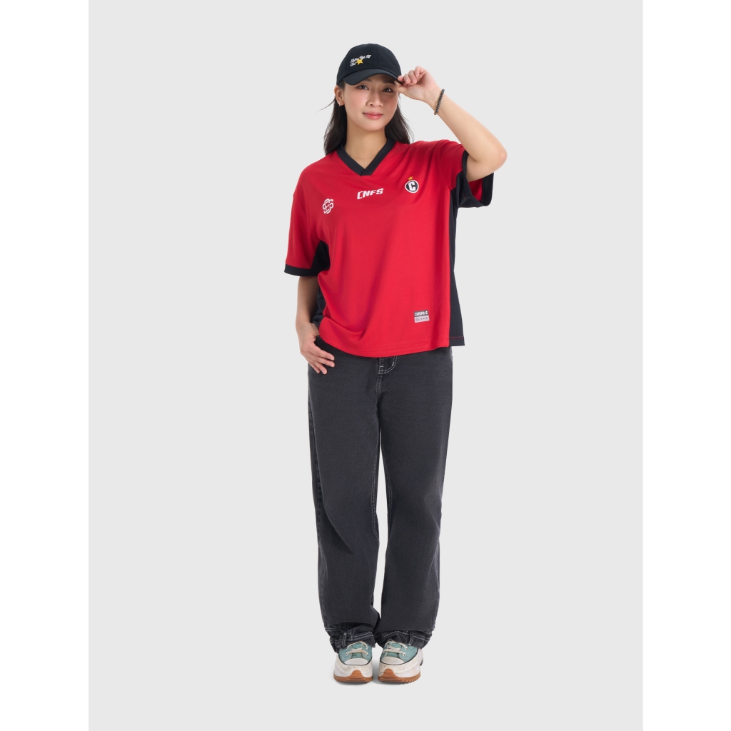Áo phông unisex người lớn CANIFA S cộc tay cổ V form boxy in họa tiết sao vàng 5TS26S019