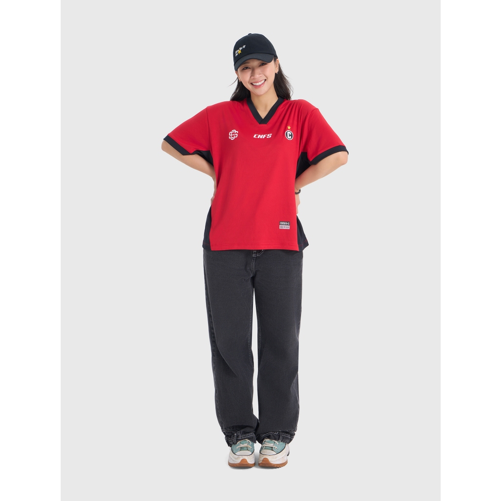 Áo phông unisex người lớn CANIFA S cộc tay cổ V form boxy in họa tiết sao vàng 5TS26S019