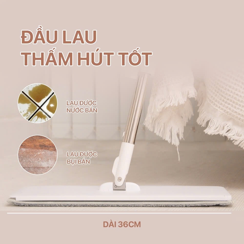 [125cm] Cây Lau Nhà MyJae Đài Loan Sợi Polyester Kéo Vắt Thông Minh