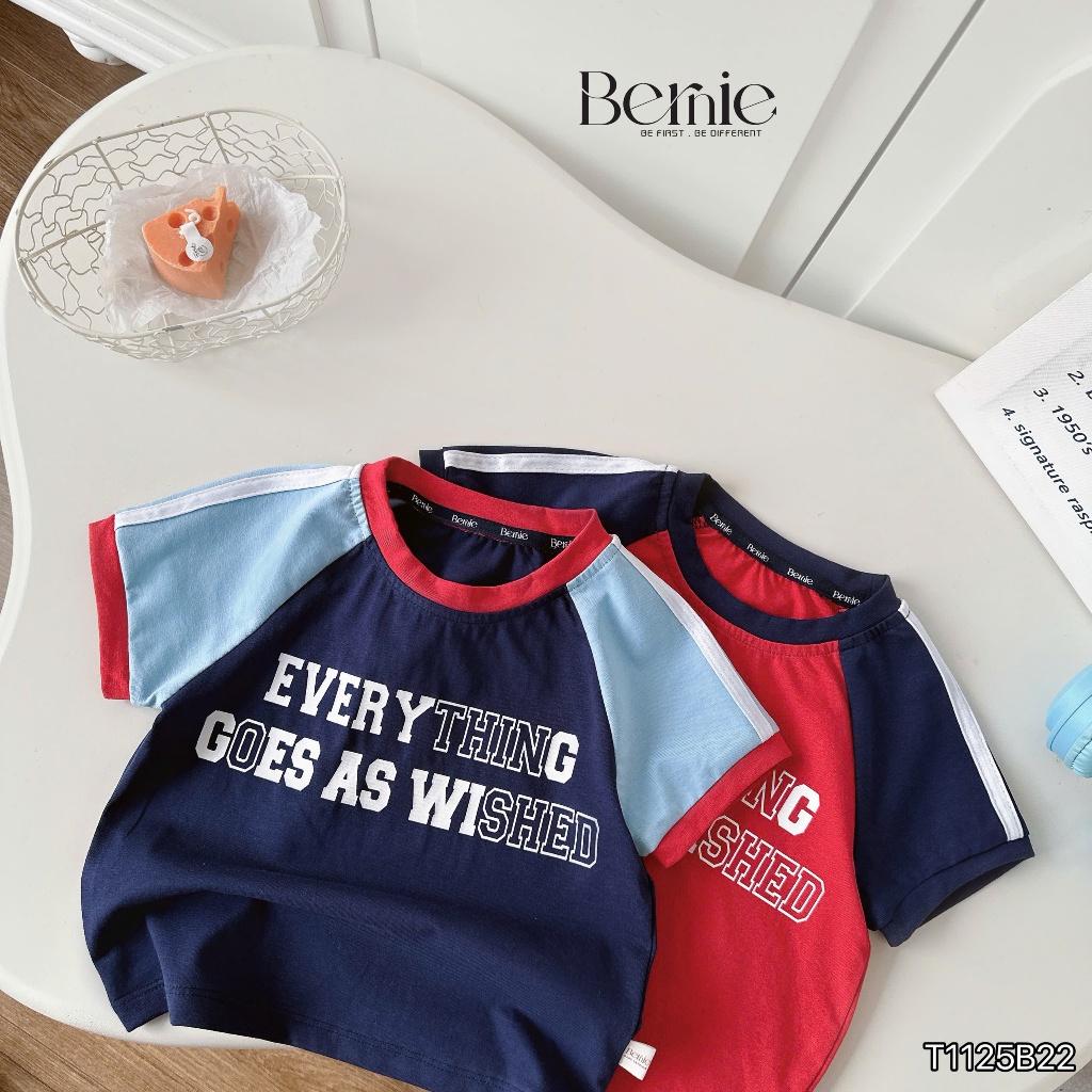 Bộ thể thao phối màu in hoạ tiết chữ cho bé, bộ thun cotton khoẻ khoắn mềm mát cho bé