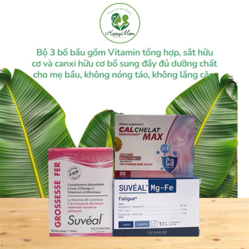 [Chính hãng]TPBVSK gồm VTM tổng hợp Suveal Grocess Fer,Sắt hữu cơ Suveal Mg Fe,Canxi hữu cơ Calchelat Max Cho mẹ bầu