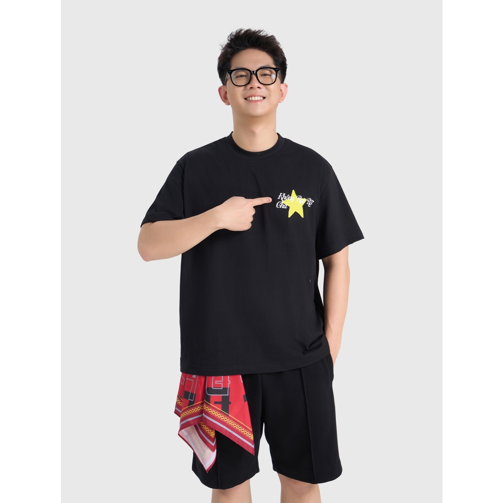 Áo phông unisex người lớn CANIFA S cộc tay cổ tròn form rộng họa tiết hình ngôi sao 5TS26S021