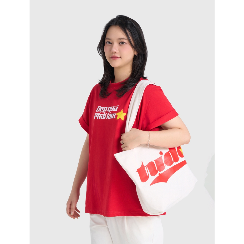 Áo phông unisex người lớn CANIFA S cộc tay cổ tròn form rộng họa tiết hình ngôi sao 5TS26S021