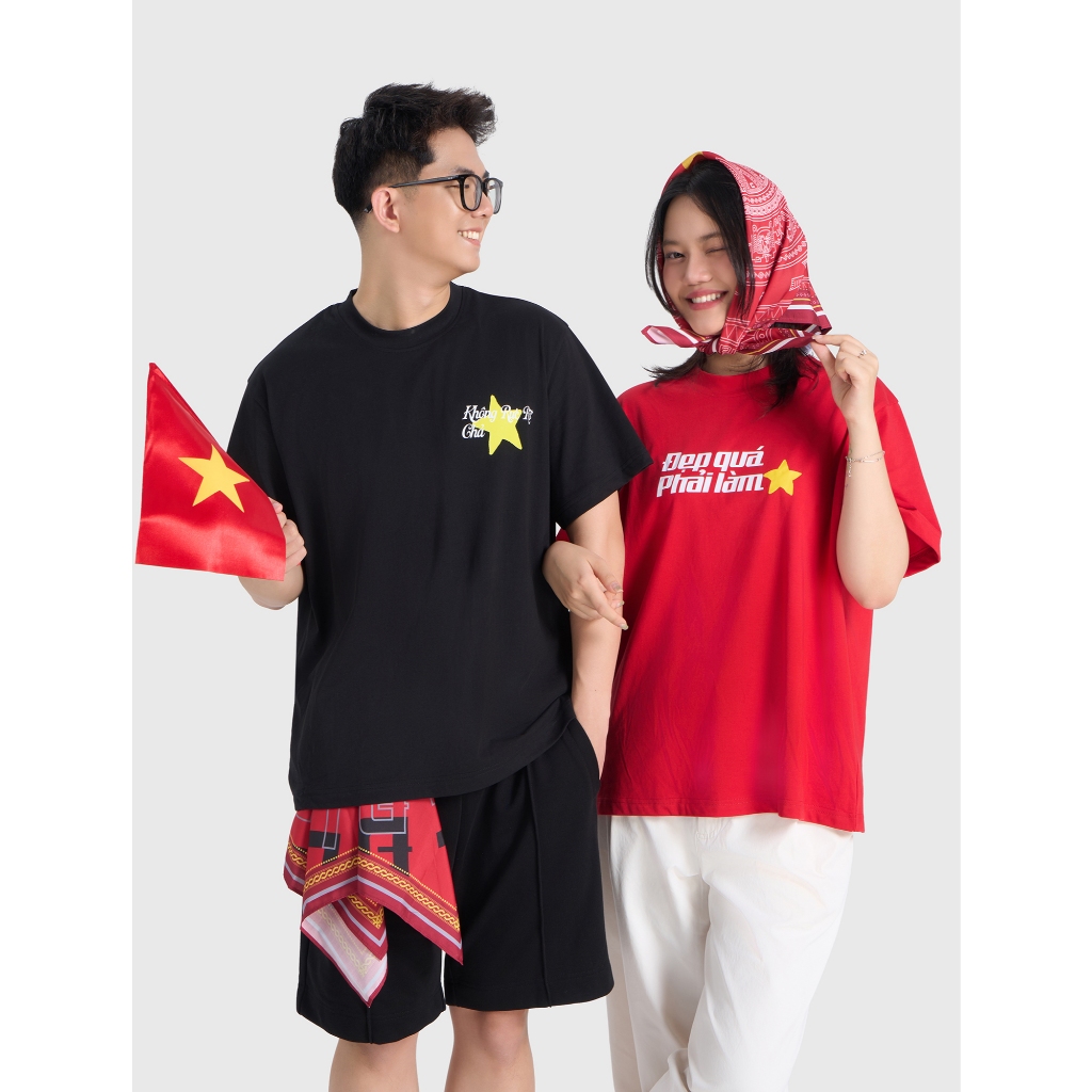 Áo phông unisex người lớn CANIFA S cộc tay cổ tròn form rộng họa tiết hình ngôi sao 5TS26S021
