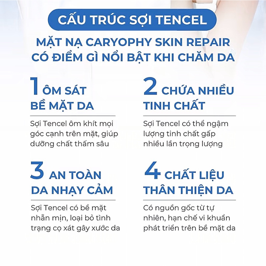 Mặt nạ Caryophy Skin Repair Mask Sheet (miếng lẻ) Phục hồi da Cấp ẩm chuyên sâu & Làm dịu da tức thì