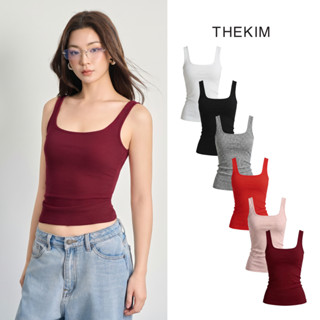 [ XẢ HÀNG ] THEKIM Áo thun tăm 2 dây bản to cổ U dáng dài sơ vin ( không mút ngực ) , áo hai dây ôm body A109