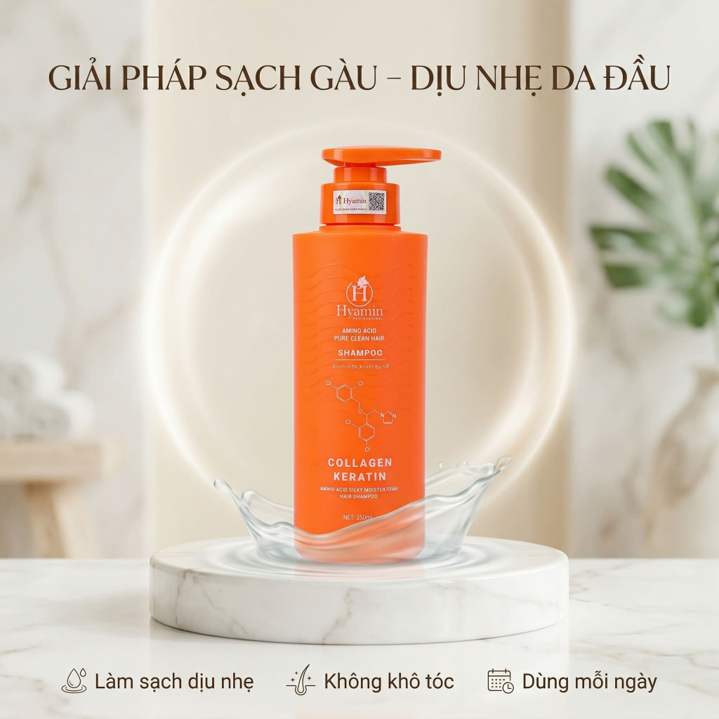 Dầu gội Sạch Gàu Hyamin 350ml - Bảo hành khô tóc sau 10 ngày gội, Sạch Gàu Giảm Ngứa, Không khô bết tóc, Mùi Dễ Chịu