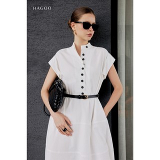 Thắt lưng da đen HAGOO phụ kiện tặng kèm khi mua Váy sơ mi nữ V9072