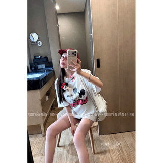 Áo Phông Mickey Kèm Charm Kẹp Tóc QC